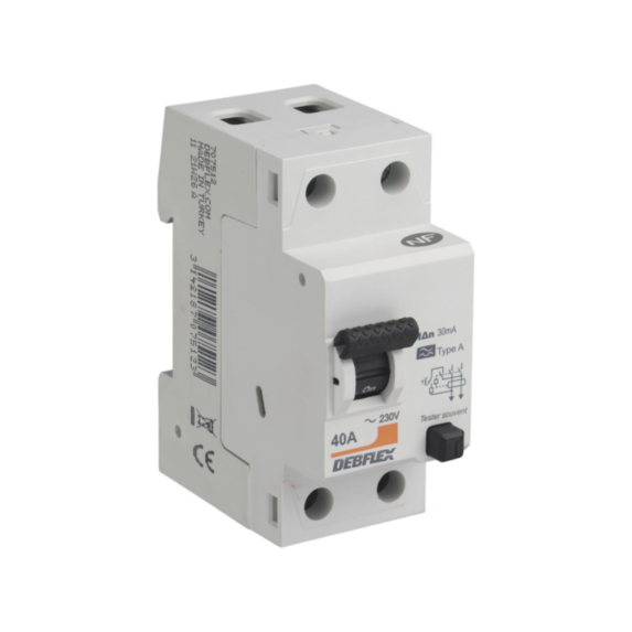Interrupteur différentiel 30mA 40A type A gris - DEBLFEX
