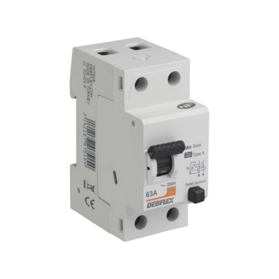 Interrupteur Differentiel 2P 30Ma 63A 2 Modules Type à - DEBFLEX
