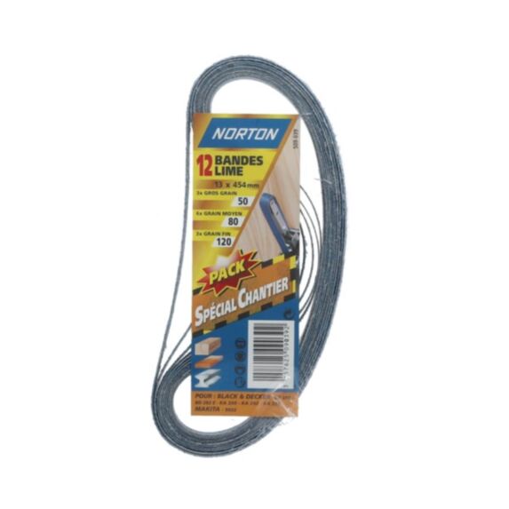 12 bandes pour lime électrique Grains assortis 13x454mm - NORTON