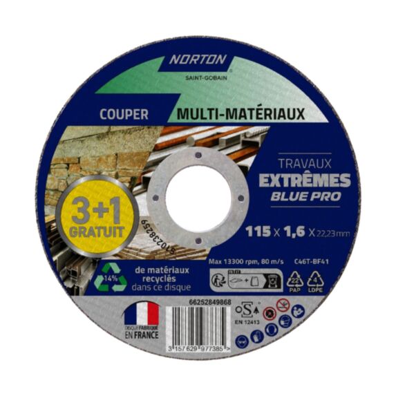 Disque multi-matériaux 3+1 Extrême 115x1,6mm - NORTON