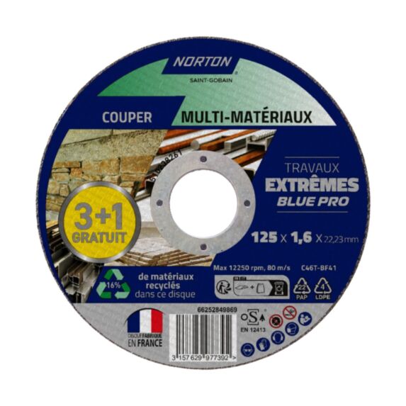 Disque multi-matériaux 3+1 Extrême 125x1,6mm - NORTON