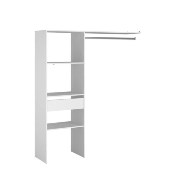 Kit combi blanc 60 cm + tiroir mélaminé blanc - EKIPA