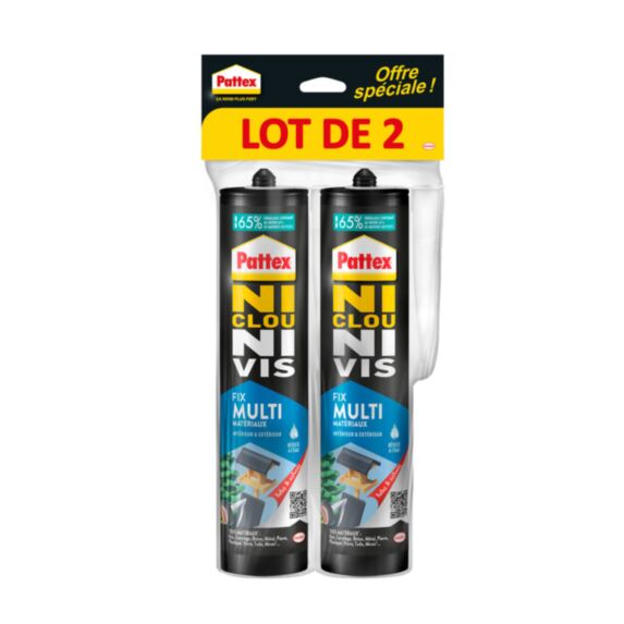 2 Colles Fixation Ni Clou Ni Vis Fix Multi-Matériaux 450gr - PATTEX