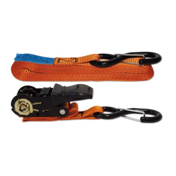 Sangle polyester orange avec tendeur cliquet 2 crochets 5m 25mm 350kg - CHAPUIS