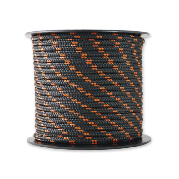 Corde tressée noire/orange résistance 200 kg ∅ 3 mm L.25 m - CHAPUIS