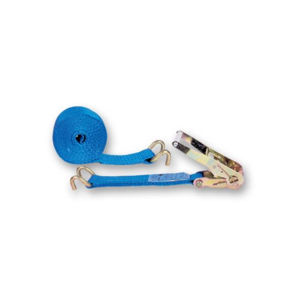 Sangle polyester bleue tendeur cliquet crochets ouverts 6 m 50 mm - CHAPUIS