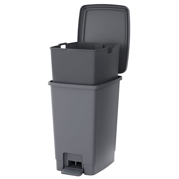 Poubelle de cuisine Bucket Bin 30L gris + seau - SUNDIS