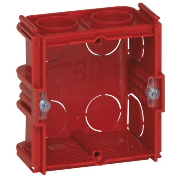 Boite maçonnerie carré 1 poste P40 rouge - LEGRAND