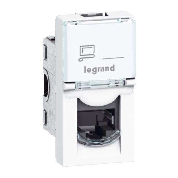 Prise RJ45 cat6 1 module Mosaïc blanc