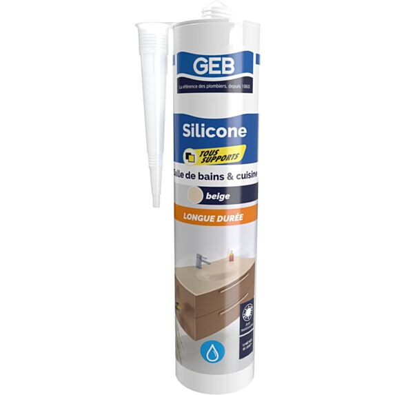 Mastic Silicone Cuisine&Bain Tous Supports Beige Sable 280ml - GEB