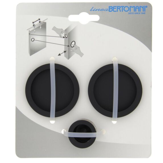 Kit poignées cuvette ronde à encastrer porte à galandage sans trou zamak noir - LINEA BERTOMANI