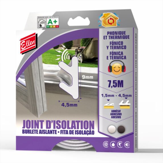 Joint isolation adhésif phonique/thermique 7,5m blanc - ELLEN