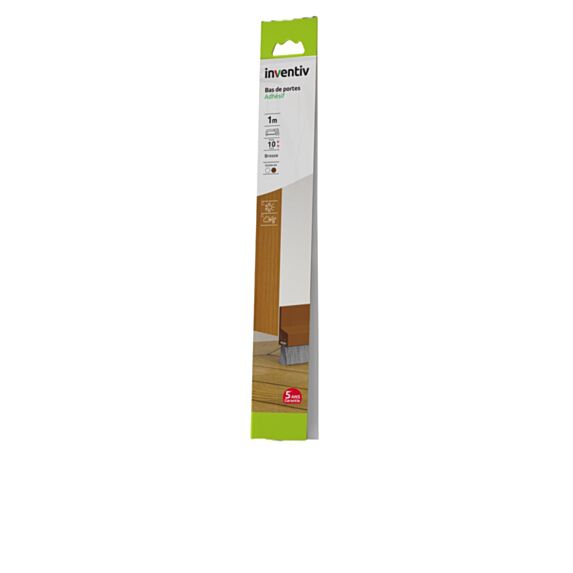 Bas de porte isolant à brosse douce Adhésif 1m Marron - INVENTIV