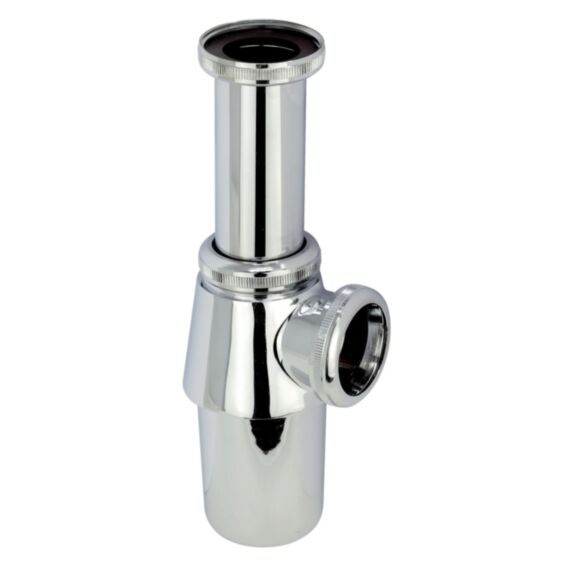 Siphon en laiton chromé de lavabo avec tube et rosace - INVENTIV