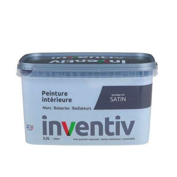 Peinture Murs Boiseries Radiateurs satin 2,5L Gris hiver 2 - INVENTIV