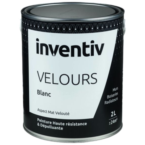 Peinture haute résistance & dépolluante Velours 2L Blanc- INVENTIV