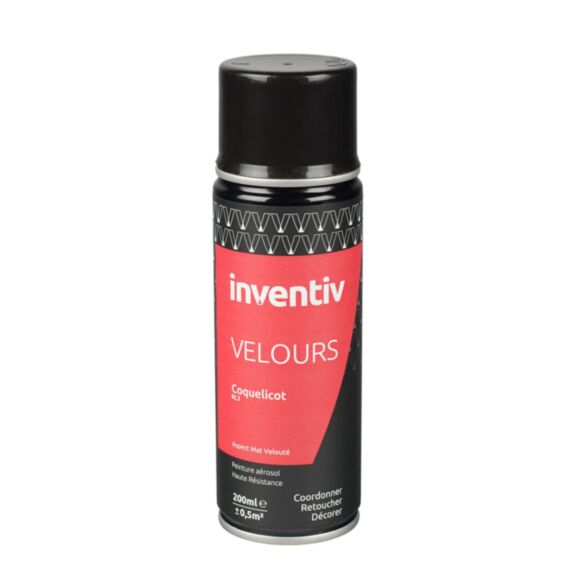 Peinture aérosol Velours 200ml Coquelicot RL3 - INVENTIV