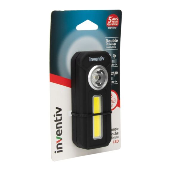 Lampe de poche LED + COB à piles 300 lumens - INVENTIV