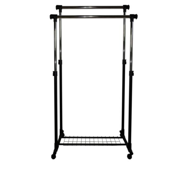 Portant double extensible métal noir H.172x107x51cm - INVENTIV    