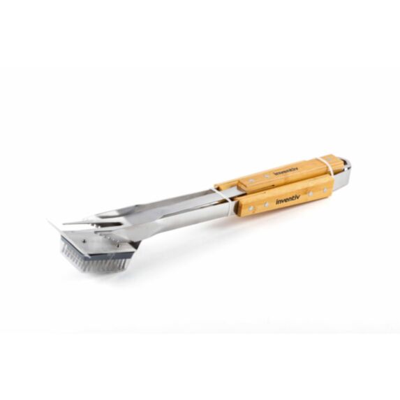 Set Barbecue 3 pièces (pince + fourchette + brosse manche bambou) - INVENTIV