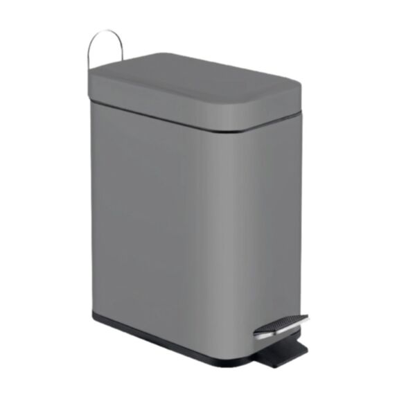 Poubelle salle de bain à pédale Mercure gris mat 5L - INVENTIV