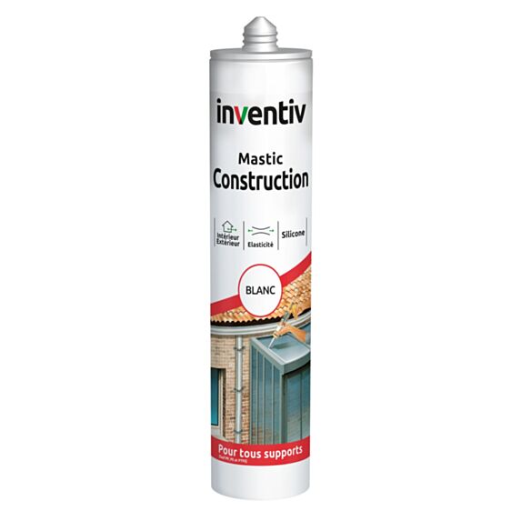 Mastic Construction silicone blanc 300 mL - INVENTIV