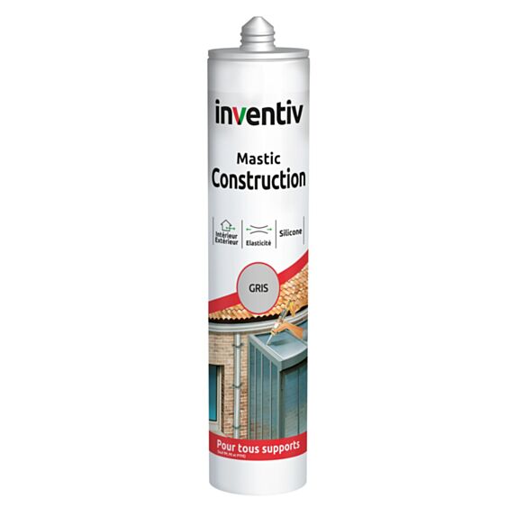 Mastic Construction silicone gris 300 mL - INVENTIV