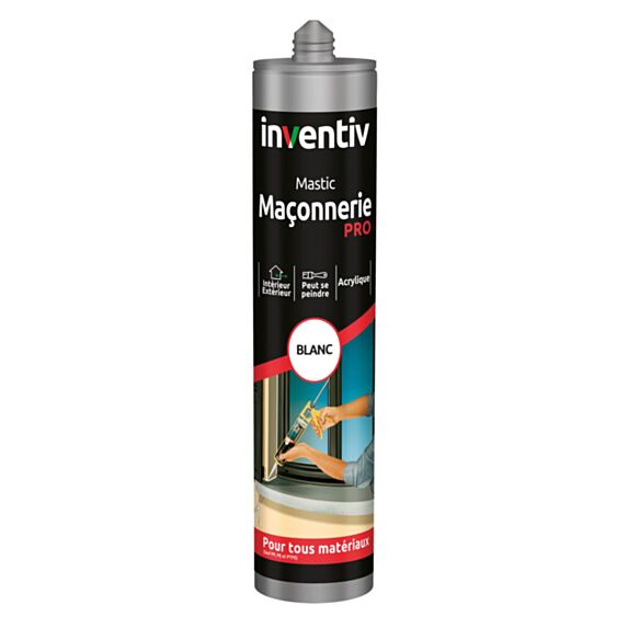 Mastic Maçonnerie Pro blanc 300 mL - INVENTIV