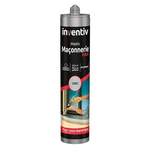 Mastic Maçonnerie Pro gris 300 mL - INVENTIV