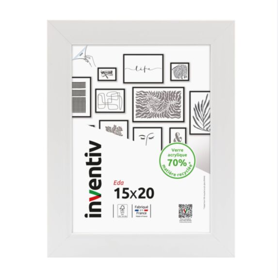Cadre photo Eda blanc 15x20cm - INVENTIV