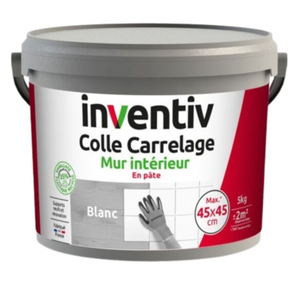 Colle carrelage en pâte Mur Intérieur blanc 5kg - INVENTIV