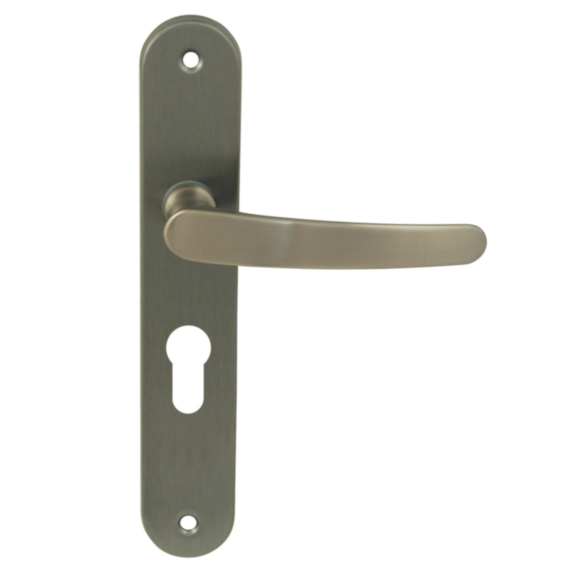 2 poignées de porte Abel entraxe 195 cylindre alu/acier noir mat - INVENTIV