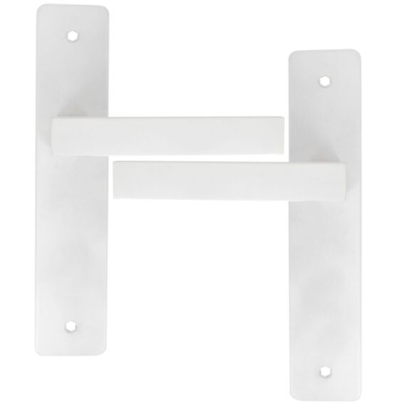 2 poignées de porte Aya entraxe 165 sans trou alu/acier blanc mat - INVENTIV