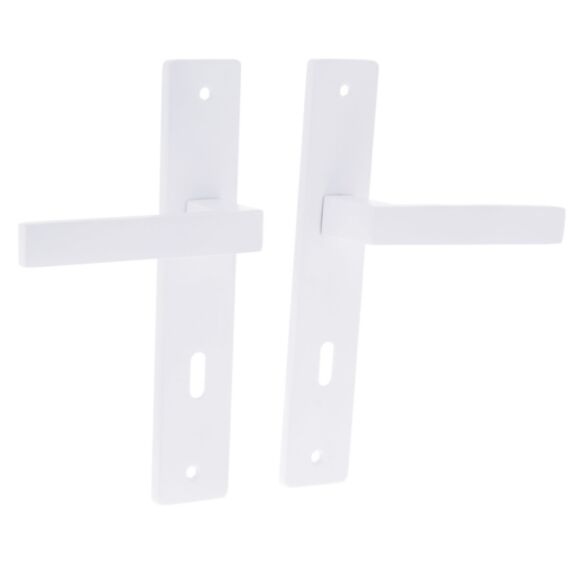 2 poignées de porte Aya entraxe 165 clé alu/acier blanc mat - INVENTIV