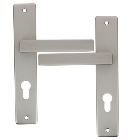 2 poignées de porte Béa entraxe 195 cylindre alu fini inox velours - INVENTIV