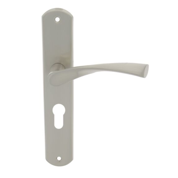 2 poignées de porte Leon entraxe 195 cylindre alu/acier nickel mat - INVENTIV
