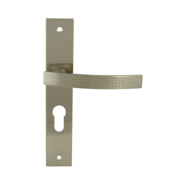 2 poignées de porte Mael entraxe 195 cylindre alu/acier nickel mat - INVENTIV