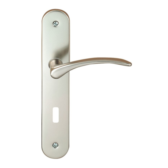 2 poignées de porte Nodja entraxe 195 cylindre aluminium fini inox - INVENTIV