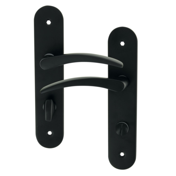 2 poignées de porte Tani entraxe 165 condamnation alu/acier noir mat - INVENTIV