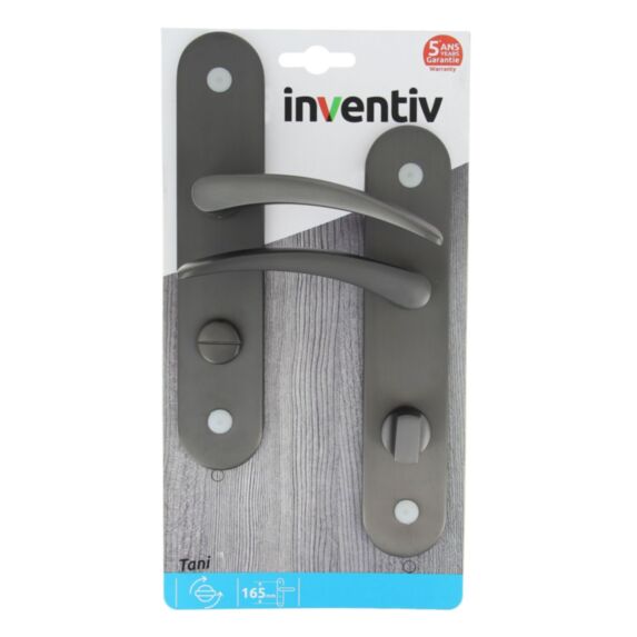 2 poignées de porte Tani entraxe 165 conda alu/acier gris foncé - INVENTIV