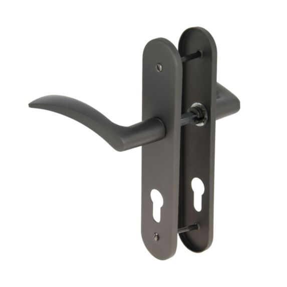 2 poignées de porte Tani entraxe 165 cylindre alu/acier gris foncé - INVENTIV