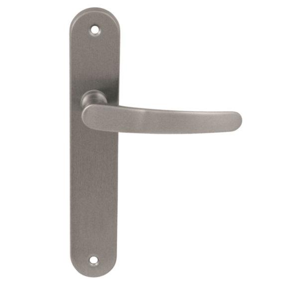 2 poignées de porte Abel entraxe 195 sans trou alu/acier nickel mat - INVENTIV