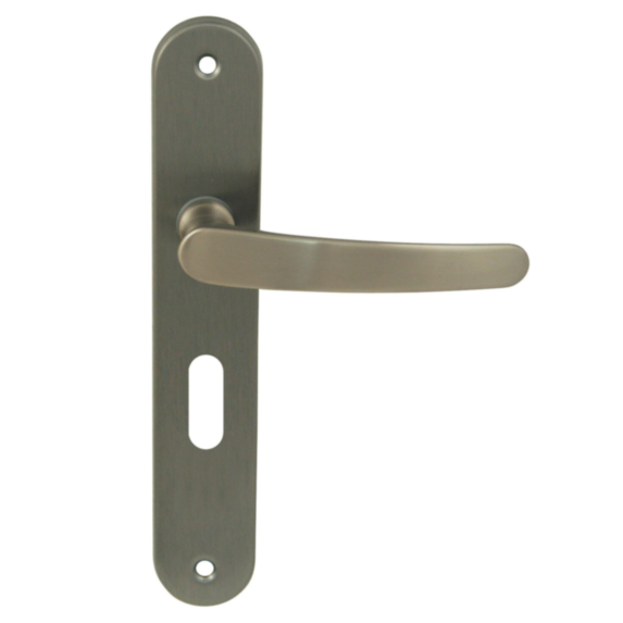 2 poignées de porte Abel entraxe 195 clé alu/acier nickel mat - INVENTIV