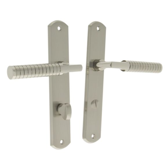 2 poignées de porte Adan entraxe 195 conda alu/acier nickel - INVENTIV