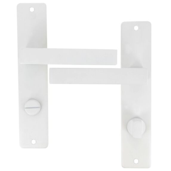 2 poignées de porte Béa entraxe 195 condamnation aluminium blanc mat - INVENTIV