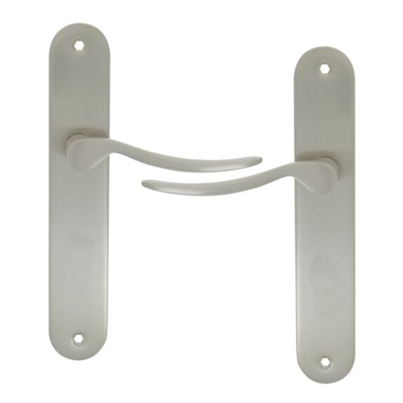 2 poignées de porte Ezia entraxe 195 sans trou alu/acier nickel mat - INVENTIV