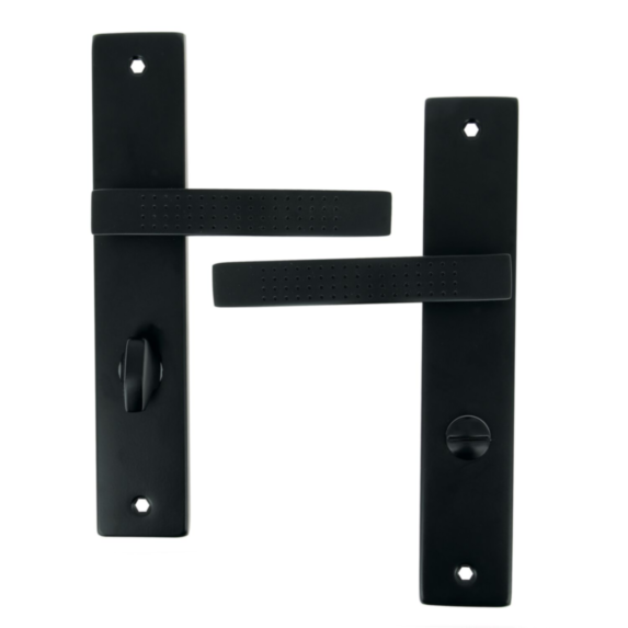 2 poignées de porte Mael entraxe 195 condamnation alu/acier noir mat  - INVENTIV