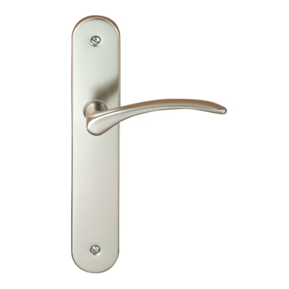 2 poignées de porte Nodja entraxe 195 sans trou aluminium fini inox - INVENTIV