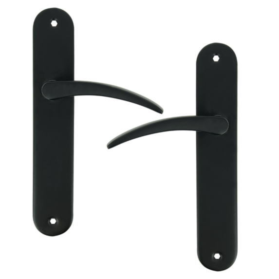 2 poignées de porte Romy entraxe 195 sans trou alu/acier noir mat - INVENTIV