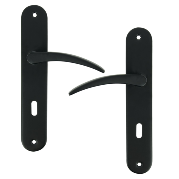 2 poignées de porte Romy entraxe 195 clé alu/acier noir mat - INVENTIV